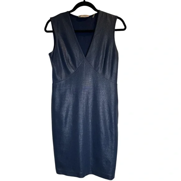 Ports 1961 Blue Cut Out Sheath Midi Dress - Picture 5 of 9